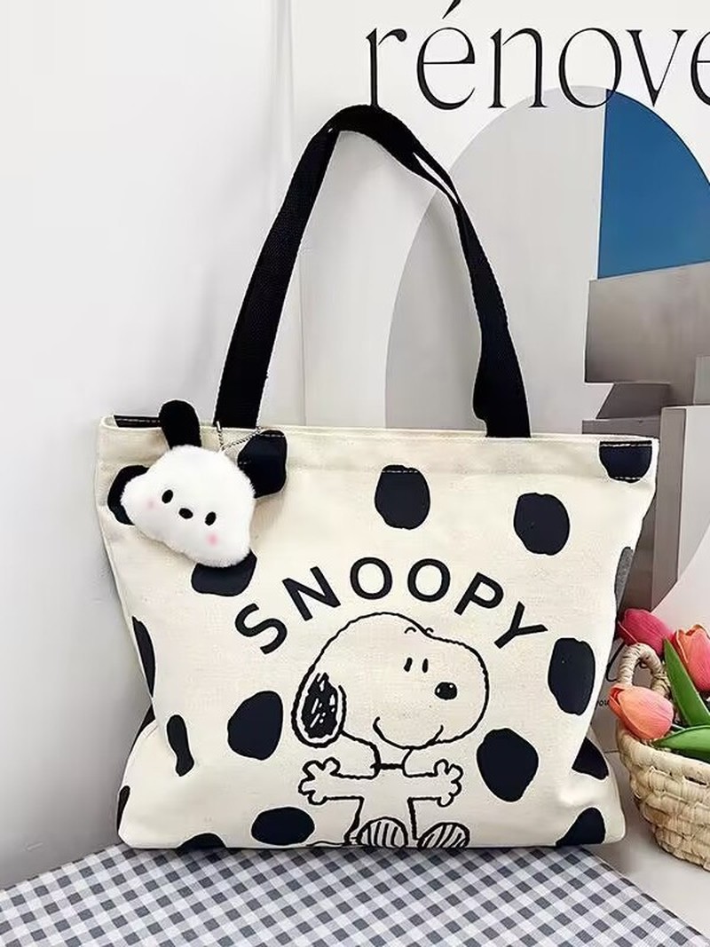 Shopper Tote Canvas - Cartoon Snoopy Canvas Shoulder Bag for