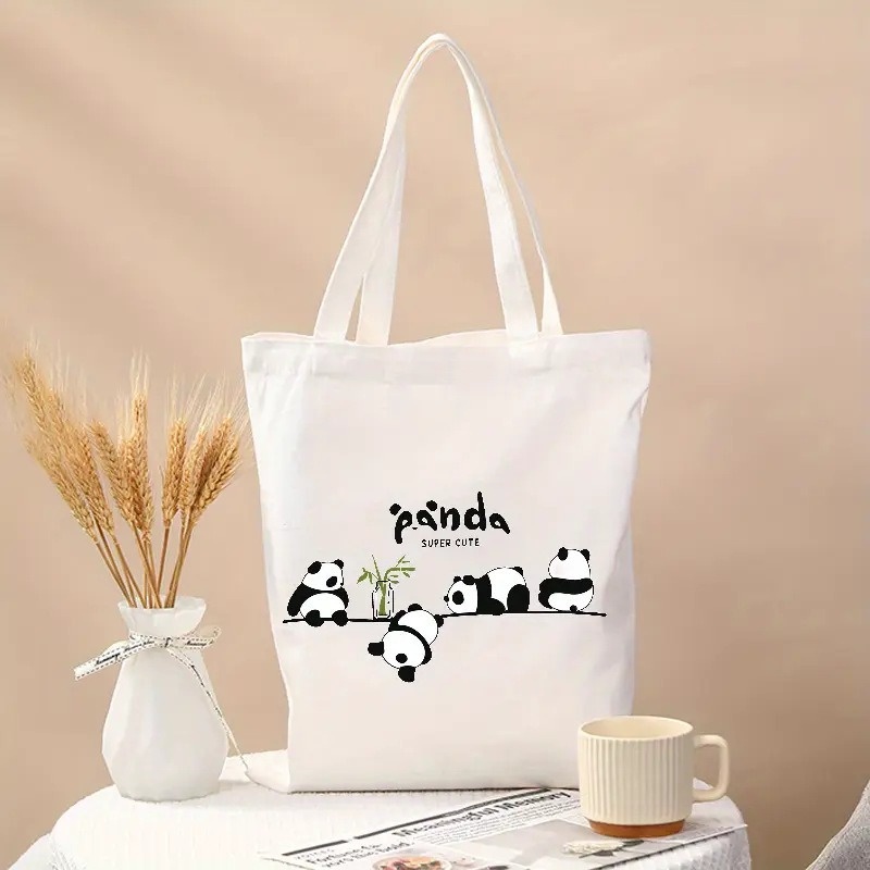Shopper Tote Canvas - Cute Panda Print Canvas Tote Bag