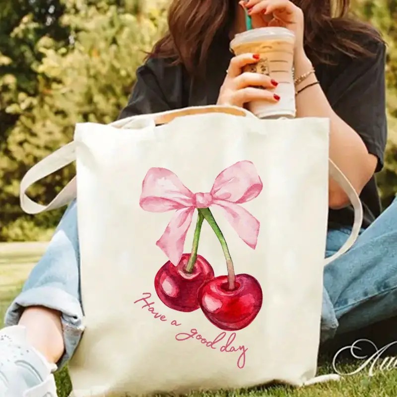 Canvas Tote Bag with Cherry Bo - огляд і ціна Shopper Tote Canvas