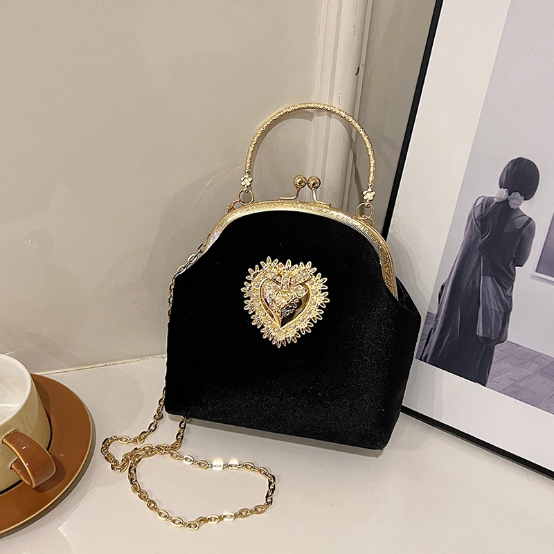 Chains Velvet Frame Heart Dinn - огляд і ціна Women Bags Sale