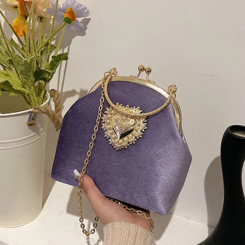 Chains Velvet Frame Heart Dinn - огляд і ціна Women Bags Sale